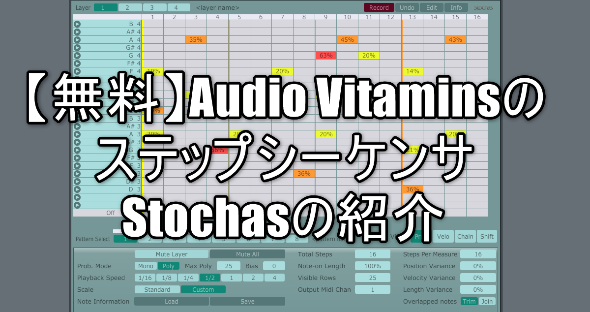 無料】Audio VitaminsのステップシーケンサStochasの紹介 - Chillout 